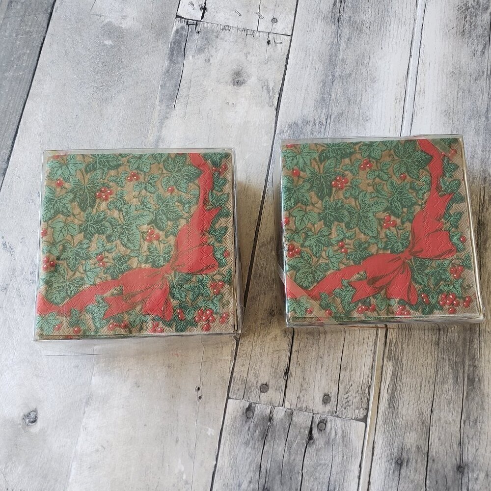 Vintage Caspari Holiday Paper Napkins Set of 80 Made Germany